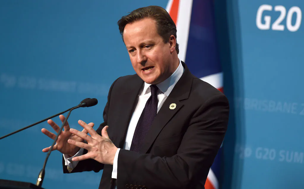 Britain's Prime Minister David Cameron speaks during a press conference on the final day of the G20 Leaders' Summit in Brisbane on Nov. 16, 2014. (William West/AFP/Getty Images)