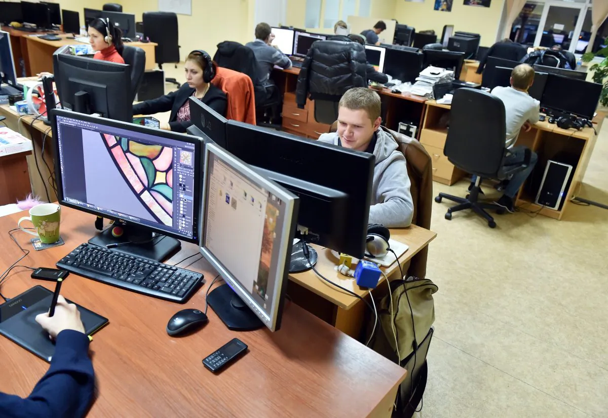 Frogwares programmers work at the video games company in Kiev on Nov. 12, 2014. (Sergei Supinsky /AFP/Getty Images)