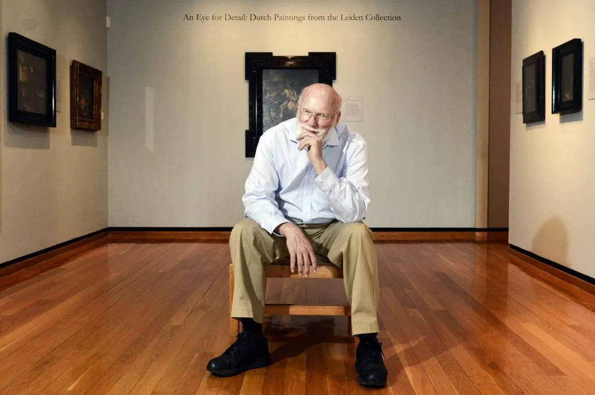 Professor Richard Johnson in a room devoted to the Leiden Collection at the Herbert F. Johnson Museum of Art at Cornell University in Ithaca, N.Y., Thursday, Oct. 2, 2014. (AP Photo/Heather Ainsworth)