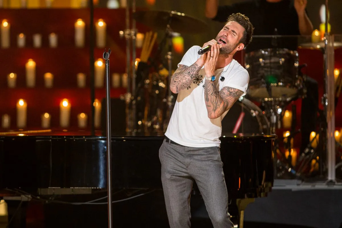 Adam Levine of Maroon 5 at The Shrine Auditorium in Los Angeles, Calif., on Nov. 18, 2014. Levine is the Academy's first pick to sing "Lost Stars" at the 87th Oscars. (Photo by [Paul A.Hebert/Invision/AP)