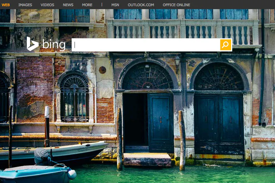 Screenshot of Bing search engine 