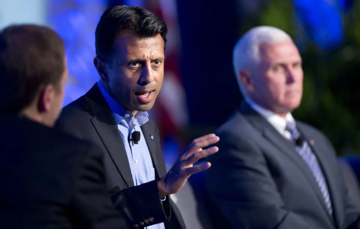 Louisiana Gov. Bobby Jindal as he speaks at the Republican Governors Association annual conference in Boca Raton, Fla., on Nov. 19, 2014. The conference felt like a test run for what is increasingly shaping up as a brutal showdown for the Republican presidential nomination among more than a dozen potential contenders. (AP Photo/J Pat Carter)
