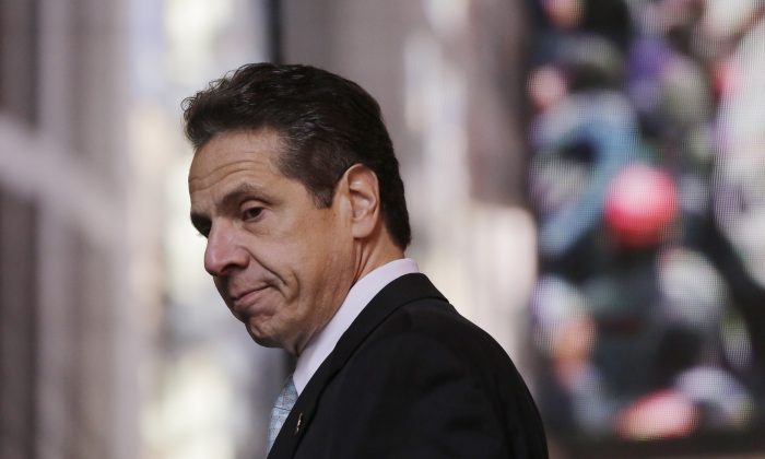 New York Gov. Andrew Cuomo in New York’s Times Square on Nov. 3, 2014. An advocate for the disabled has sued the Cuomo administration for detailed disclosures about crimes against disabled individuals. (AP Photo/Mark Lennihan)