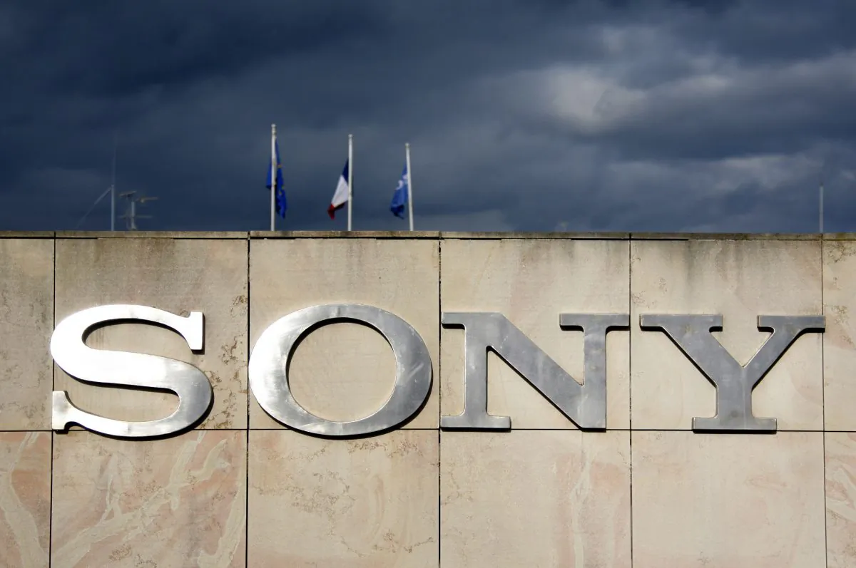 A picture taken 17 Jan. 2008 shows the logo at the entrance of Swedish-Japanese mobile handset maker Sony Ericsson's factory in Ribeauville, eastern France. (Olivier Morin/AFP/Getty Images)