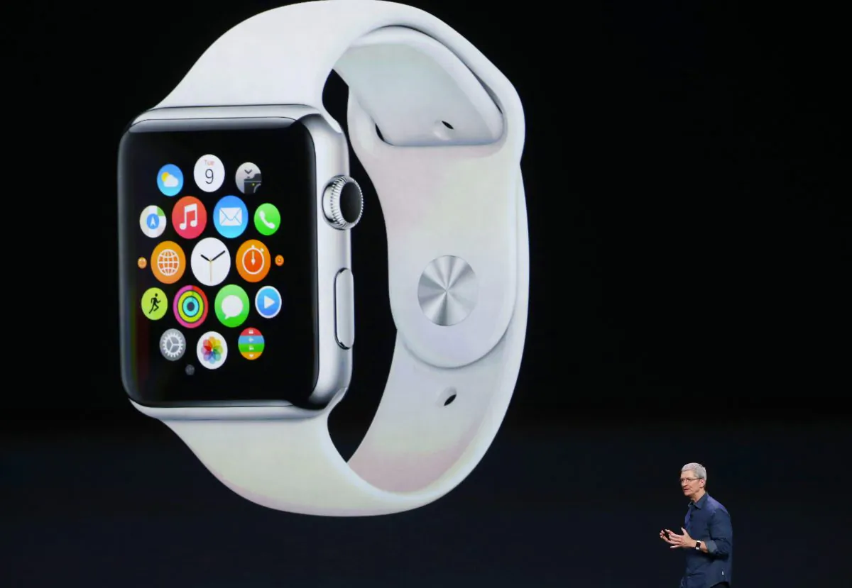 Apple CEO Tim Cook announces the Apple Watch during an Apple special event at the Flint Center for the Performing Arts on Sept. 9, 2014 in Cupertino, Calif. (Justin Sullivan/Getty Images)