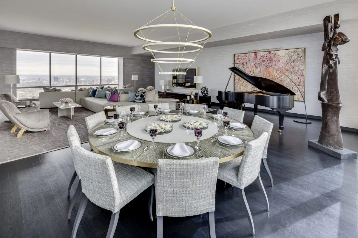 The dining area in the model three-bedroom, half floor, unit at One57. (Marco Ricca)