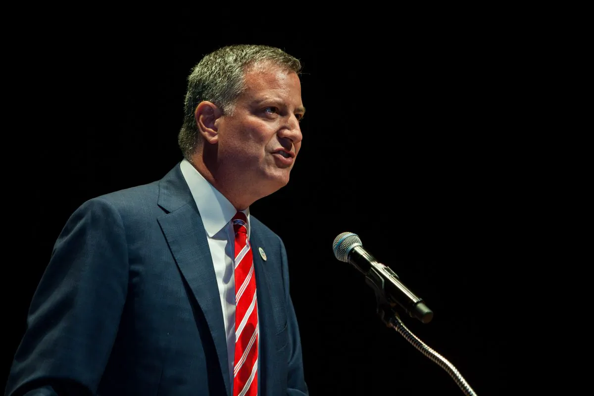 Mayor Bill de Blasio in New York City on Aug. 19, 2014. (Petr Svab/Epoch Times)