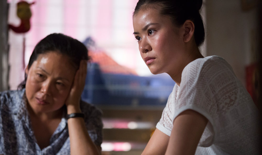 Li Ying (Mardy Ma, L) and Mei (Katie Leung) in "One Child." 
