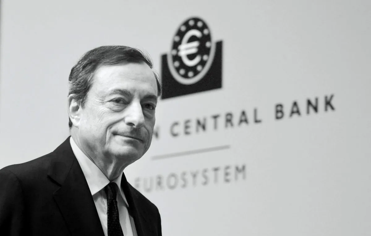 Mario Draghi, President of the European Central Bank pictured during his first press conference following the monthly ECB board meeting in the new ECB headquaters on Dec. 4, 2014, in Frankfurt am Main, Germany. (Thomas Lohnes/Getty Images)