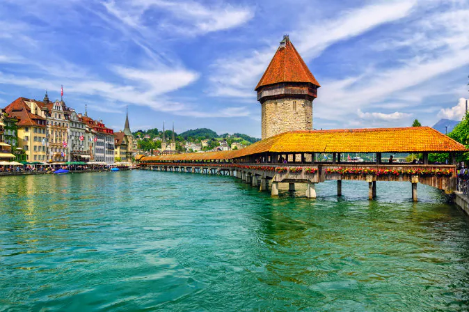 Chapel Bridge in Lucerne, Switzerland via Shutterstock*