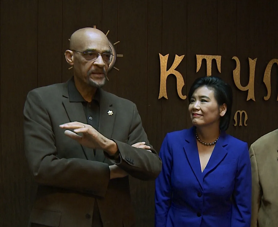 U.S. House Representative Judy Chu met with KTYM Radio host Earl Ofari Hutchinson for the Hutchinson Report in Inglewood, California, on Dec. 5, 2014. Chu said she would call for Congressional hearings on racial profiling and police practices during the next session of Congress. (Eric Zhang/Epoch Times)