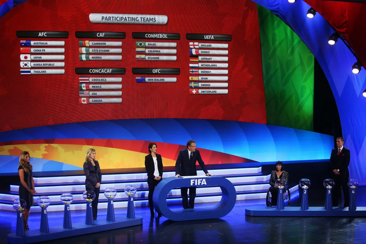 The FIFA Women's World Cup Canada 2015 tournament final draw takes place at the Canadian Museum of History in Gatineau, Canada, on Dec. 6, 2014. (Cole Burston/AFP/Getty Images)