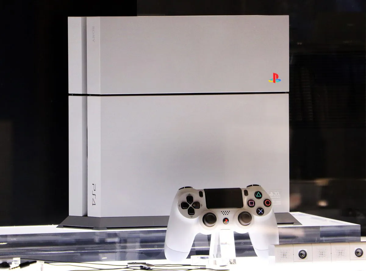 Sony Computer Entertainment's PlayStation 4 20th anniversary edition video game console is displayed at Sony's showroom in Tokyo on Dec. 4, 2014. (Yoshikazu Tsuno/AFP/Getty Images)