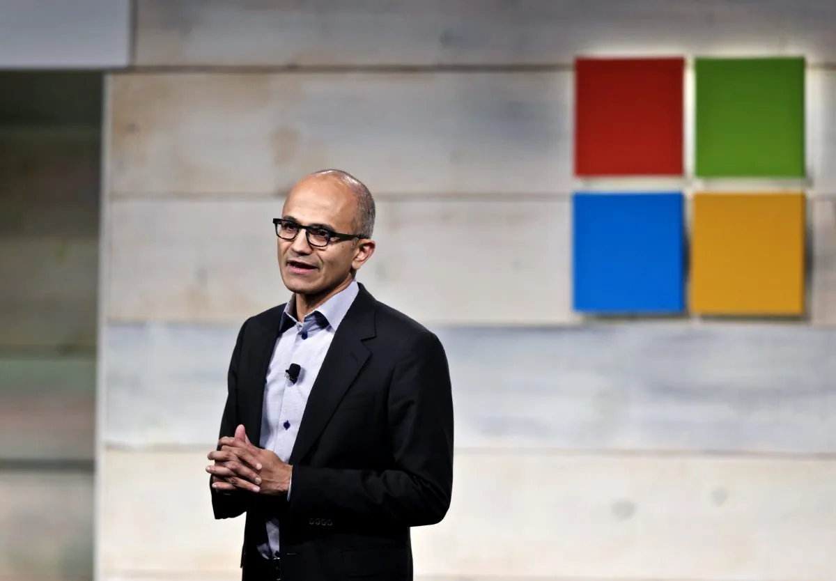  Microsoft CEO Satya Nadella addresses shareholders during Microsoft Shareholders Meeting Dec.r 3, 2014 in Bellevue, Washington. (Stephen Brashear/Getty Images)