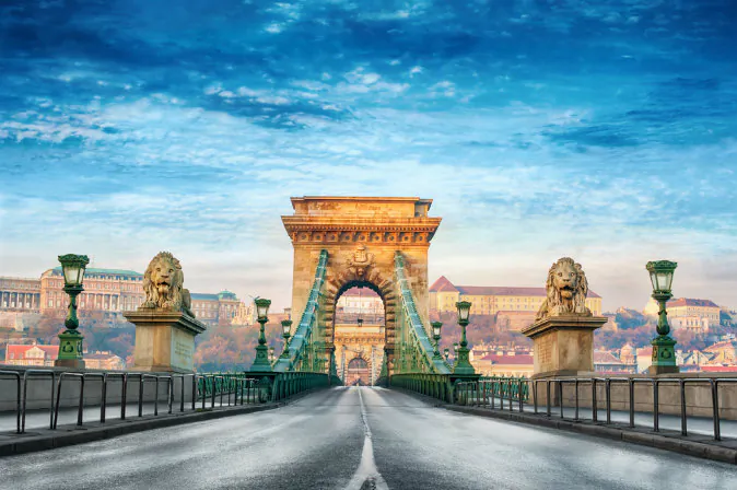 Chain bridge in Budapest, Hungary via Shutterstock*