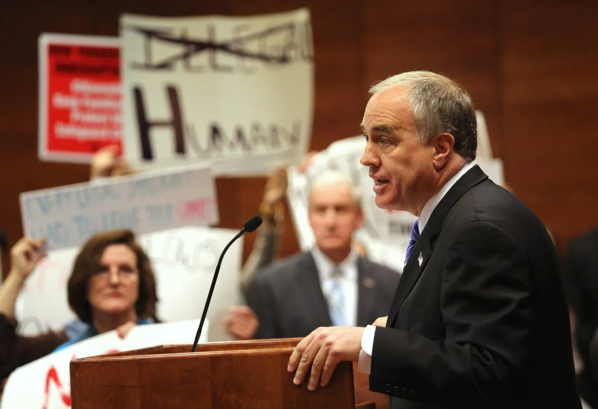 New York State Comptroller Thomas DiNapoli voices his support for the New York State Dream Act at a rally held at CUNY Baruch College on May 28, 2013 in New York City. (John Moore/Getty Images)