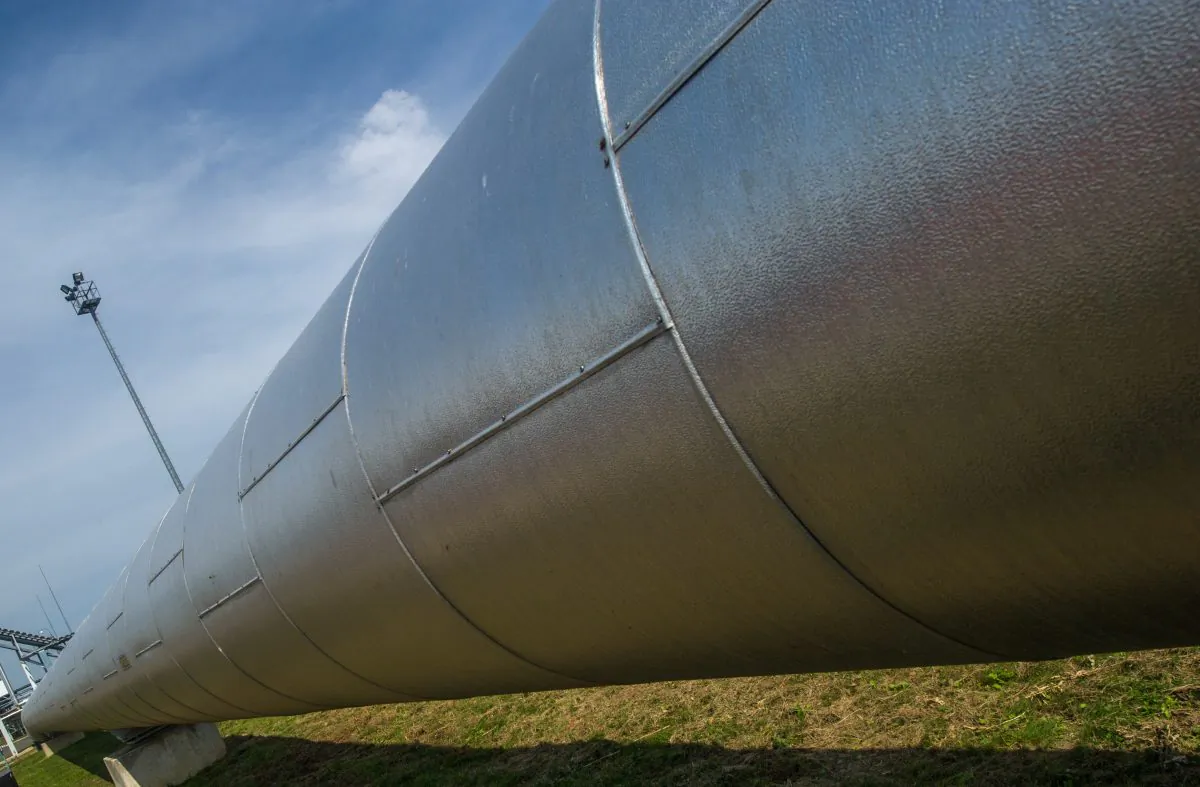 Gas pipes at the gas compressor station in Velke Kapusany, Slovakia, on Sept. 2, 2014. (Joe Klamar/AFP/Getty Images)