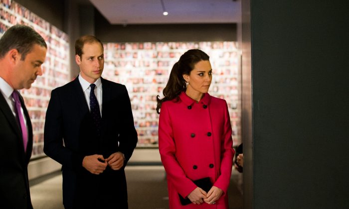 The Duke and Duchess of Cambridge visit to the National September 11 Memorial Museum: Prince William, Duke of Cambridge, and his wife, Catherine, Duchess of Cambridge, during a tour of the National September 11 Memorial Museum,  in New York, NY, Tuesday, Dec. 9, 2014. The royal couple are on an official two-day visit to New York.  (AP Photo/Doug Mills, Pool)