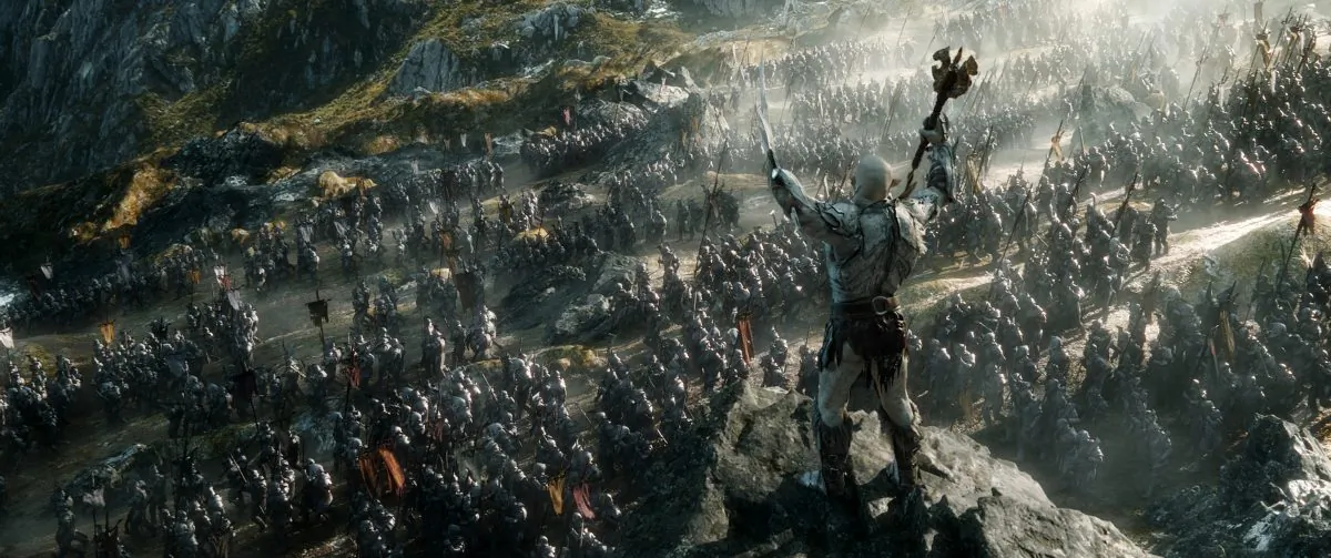 To Tolkien, the machine represents a means to attain power over others. His orcs – deformed and ugly creatures, whose hands are sometimes replaced with weapons – embody this lust for power. (Mark Pokorny/ Warner Bros. and MGM Pictures)