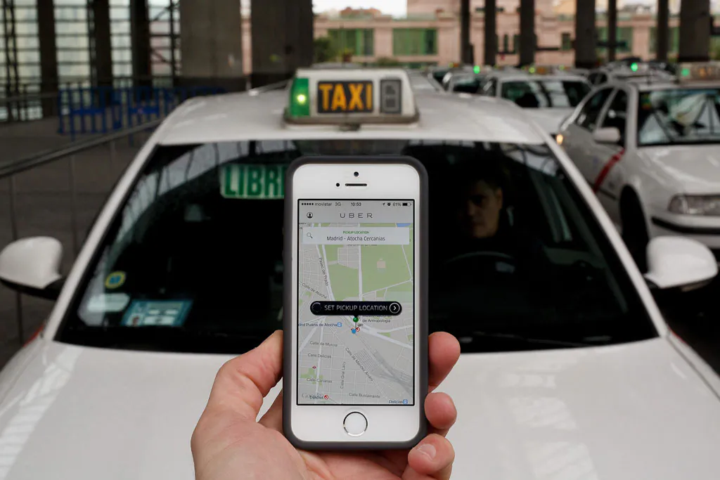 The smart phone taxi app 'Uber' shows how to select a pick up location at Atocha Station on Oct. 14, 2014, in Madrid, Spain. (Pablo Blazquez Dominguez/Getty Images)