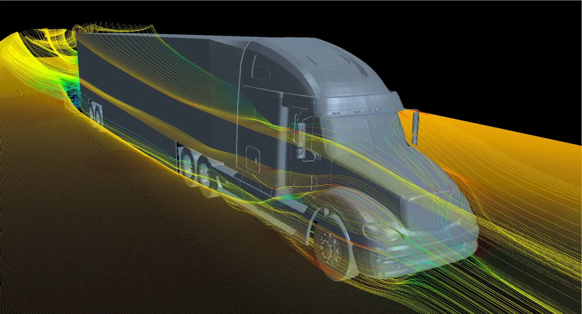 Scientists at Lawrence Livermore National Laboratory study potential of drag-reducing devices on semitrucks to conserve billions of gallons, save tens of billions of dollars and spare tens of millions of tons of CO2. (American Institute of Physics)