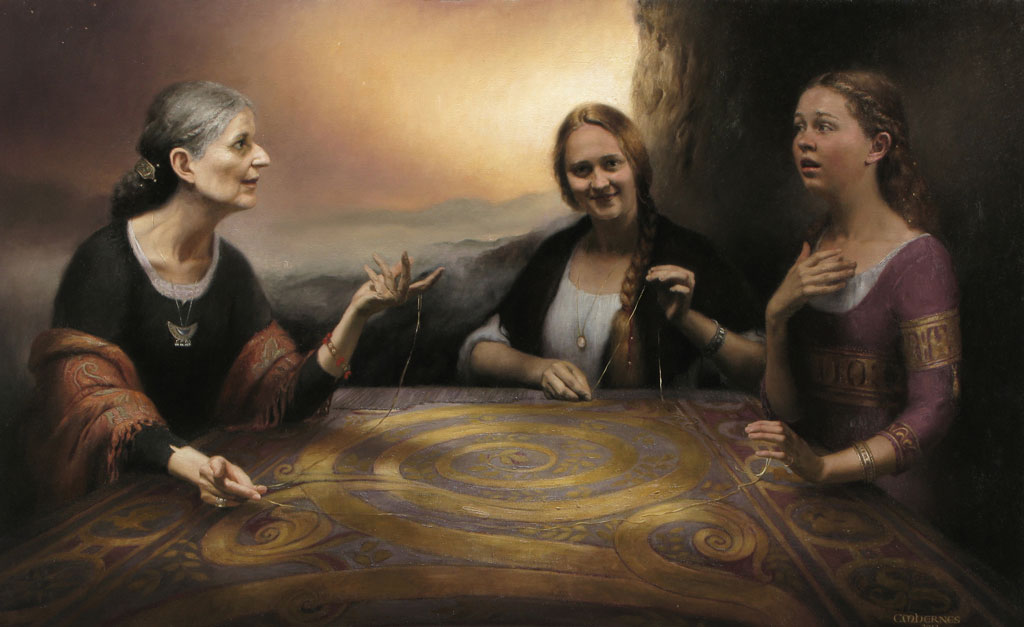 “The Tapestry of Life,” 2012, by Cornelia Hernes, 70 by 41 inches. Oil on linen. (Courtesy of Cornelia Hernes)
