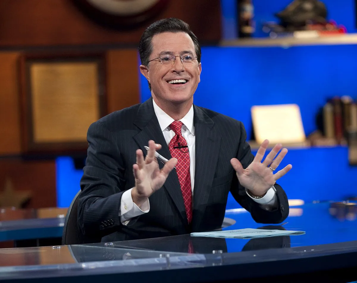 This Sept. 8, 2010 publicity photo released by Comedy Central shows host Stephen Colbert on "The Colbert Report," in New York. (AP Photo/Comedy Central, Scott Gries)