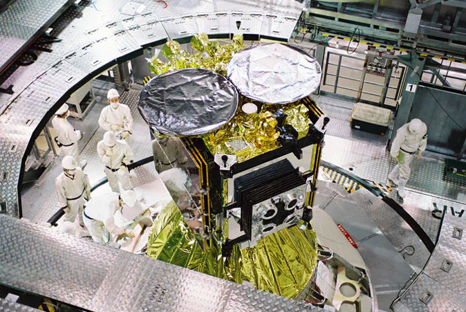 Hayabusa 2 under construction ahead of its epic journey. (JAXA)