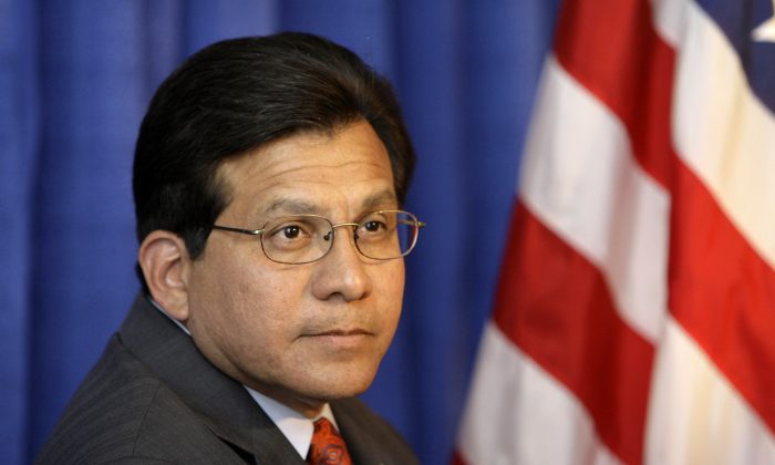 Then-Attorney General Alberto Gonzales is seen in New Orleans on Aug. 28, 2007. A Senate investigation portrays a dysfunctional relationship between the Bush White House and the CIA regarding the agency's brutal interrogation program. (AP Photo/Alex Brandon, File)