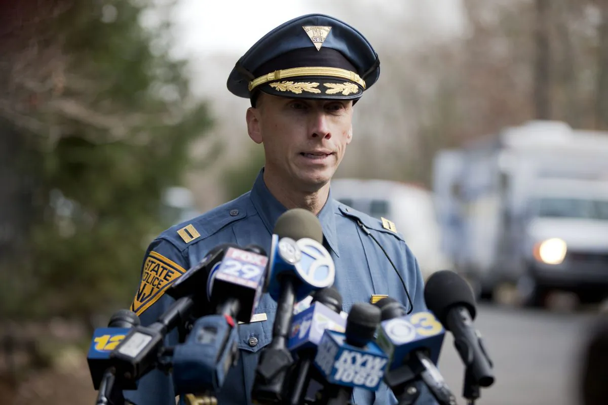 New Jersey State Police Capt. Stephen Jones during a news conference in Tabernacle, N.J., on Nov. 20, 2014. New Jersey's statewide police union issued an email alert warning officers to take extra caution after two NYPD officers were murdered. (AP Photo/Matt Rourke)