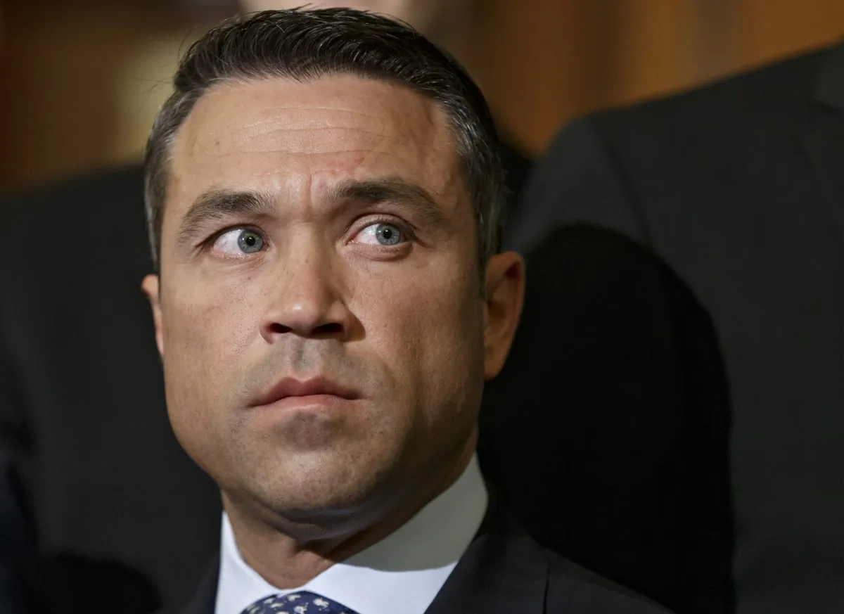 Rep. Michael Grimm (R-N.Y.) joins Republican colleagues at an event calling for reforms in the scandal plagued Veterans Administration, at the Capitol in Washington on May, 29, 2014. (AP Photo/J. Scott Applewhite)