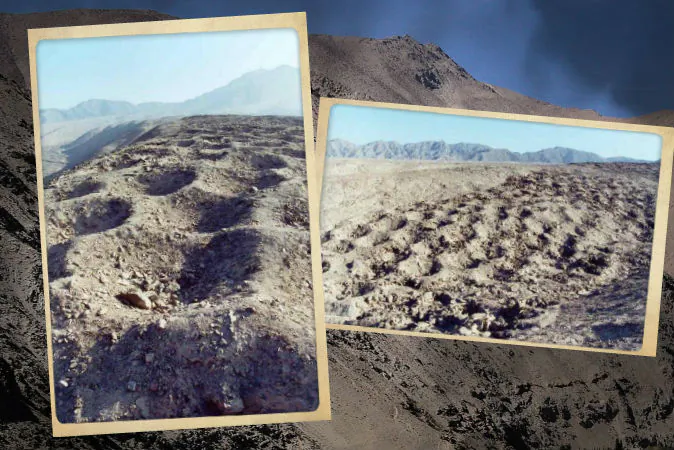 The mysterious holes of Pisco Valley, Peru. (Bruno7/Panramio, CC BY) Background: Pisco Valley, Peru. (Gaspar Abrilot/Wikimedia Commons)
