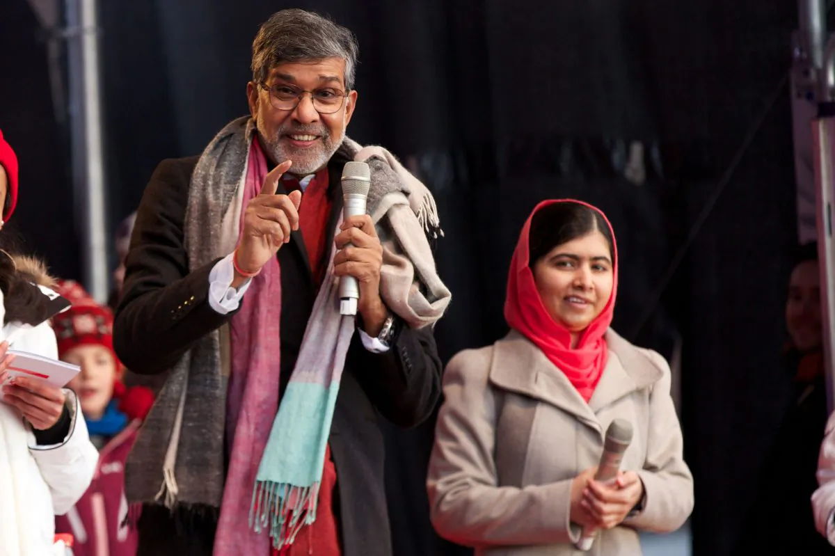 The Nobel Peace Prize 2014 Laureates Kailash Satyarthi (L) and Malala Yousafzai attend the Save The Children's Peace Prize Festival on Dec. 10, 2014 in Oslo, Norway. (Ragnar Singsaas/Getty Images)