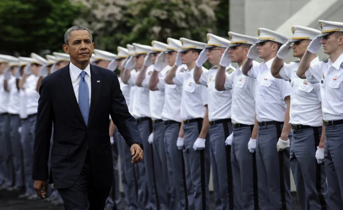 President Barack Obama arrives to deliver the commencement address to the U.S. Military Academy at West Point's Class of 2014, in West Point, N.Y., on May 28, 2014. As Obama makes the case for U.S. airstrikes in Iraq, he’s drawing on a use of force doctrine he outlined less than three months ago, when the potential for deploying the military overseas appeared to be something he was trying to avoid. In a May speech at the U.S. Military Academy, Obama said he would use military force under two scenarios: a direct threat against Americans or U.S. interests and a humanitarian crisis on a scale that he said would “stir the conscience.” (AP Photo/Susan Walsh)