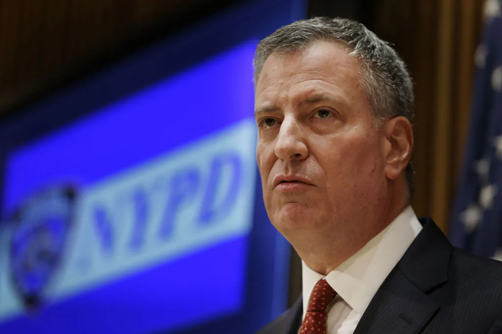 Mayor Bill de Blasio at a news conference at police headquarters in New York on Dec. 22. De Blasio met with the heads of five police unions on Tuesday to discuss their concerns. (AP Photo/Seth Wenig)