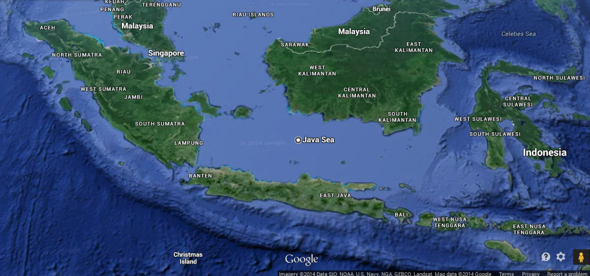 The approximate location of the wreckage discovered is marked with the dot in the Java Sea, below Central Kalimantan in Indonesia. AirAsia Flight QZ-8051 was flying from the country to Singapore when it vanished. The wreckage indicates that it crashed in the ocean.