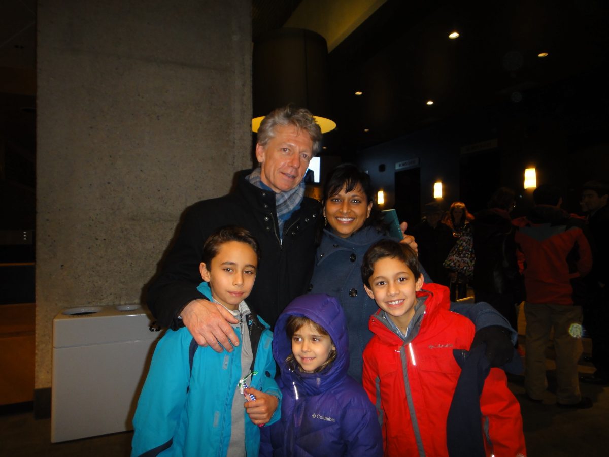 Dr. James Orbinski and his wife, Rolie Srivastava, an environmental sciences researcher, along with their three children attended Shen Yun Performing Arts at Centre In The Square in Kitchener on Dec. 29, 2014. (Epoch Times)