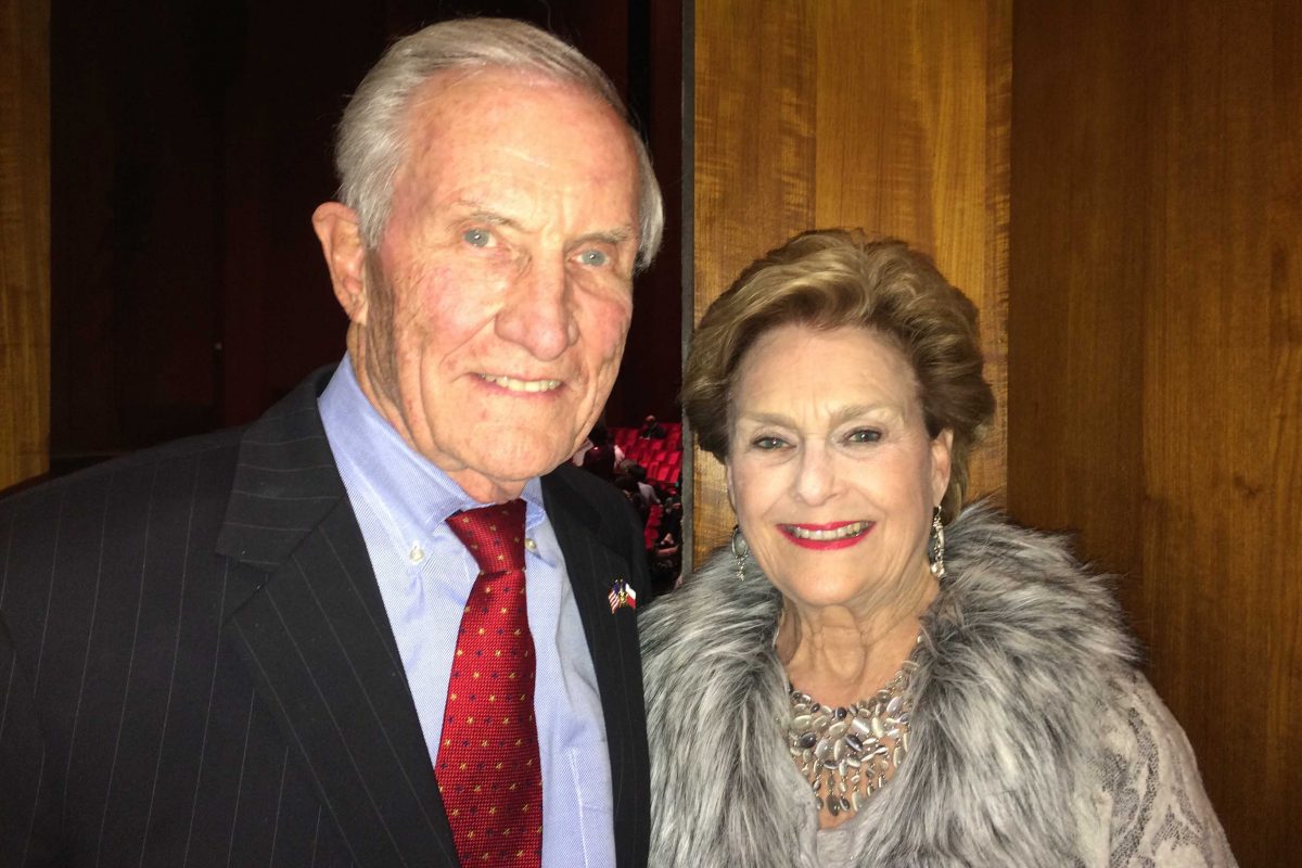 Former Texas Secretary of State George W. Strake Jr, and wife Annette Strake enjoyed Shen Yun at Jones Hall for the Performing Arts, in Houston, Jan. 6, 2015. (June Fakkert/Epoch Times) 