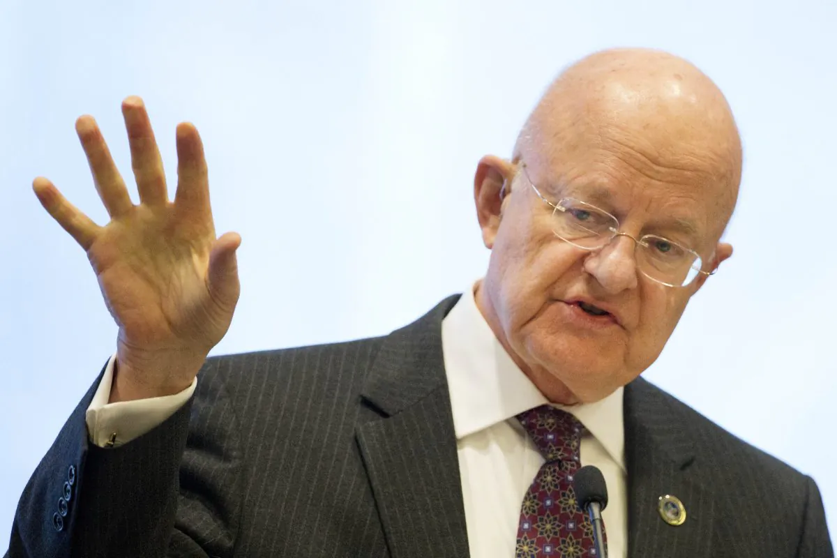 James Clapper, the Director of National Intelligence, speaks at the International Conference on Cyber Security at Fordham University, Wednesday, Jan. 7, 2015, in New York. Clapper says the cyberattack against Sony demonstrated a new threat from North Korea. He also warned that North Korea will continue the attacks against American interests unless the United States "pushes back." (AP Photo/Mark Lennihan)