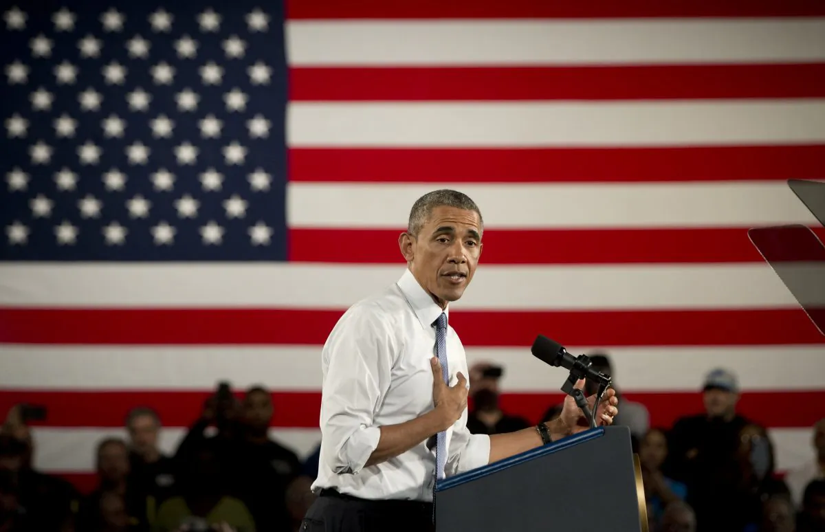 President Barack Obama speaks at Ford Michigan Assembly Plant, Wednesday, Jan. 7, 2015, in Wayne, Mich., about the resurgent American automotive and manufacturing sector. (AP Photo/Carolyn Kaster)