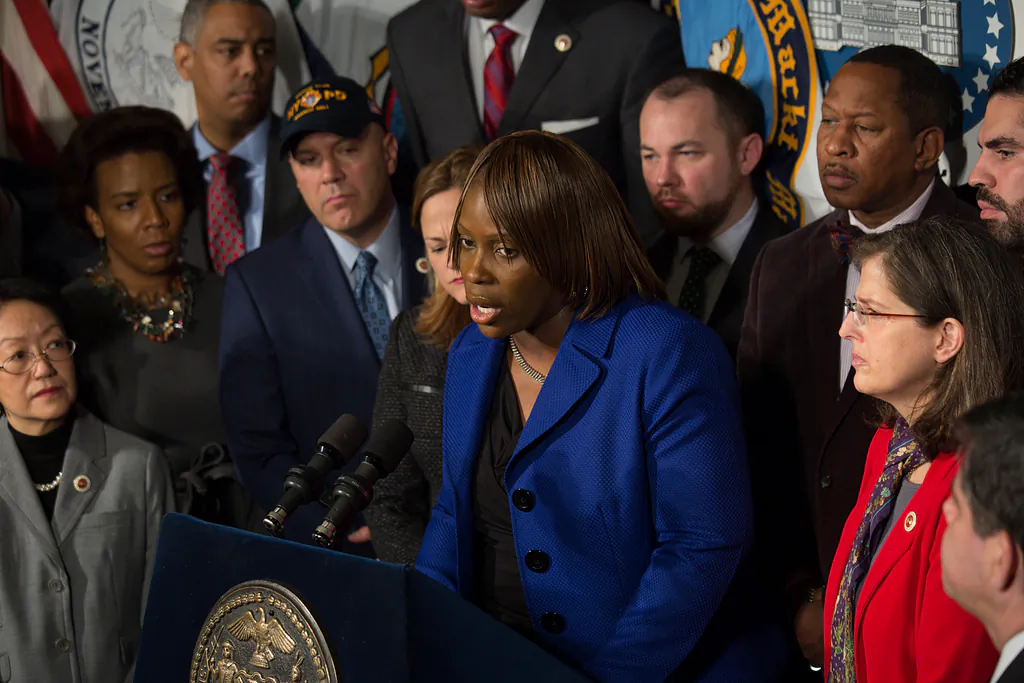 Bronx Council member Vanessa Gibson at a press conference supporting NYPD in City Hall, N.Y. on Dec. 23, 2014. (William Alatriste/NYC Council)