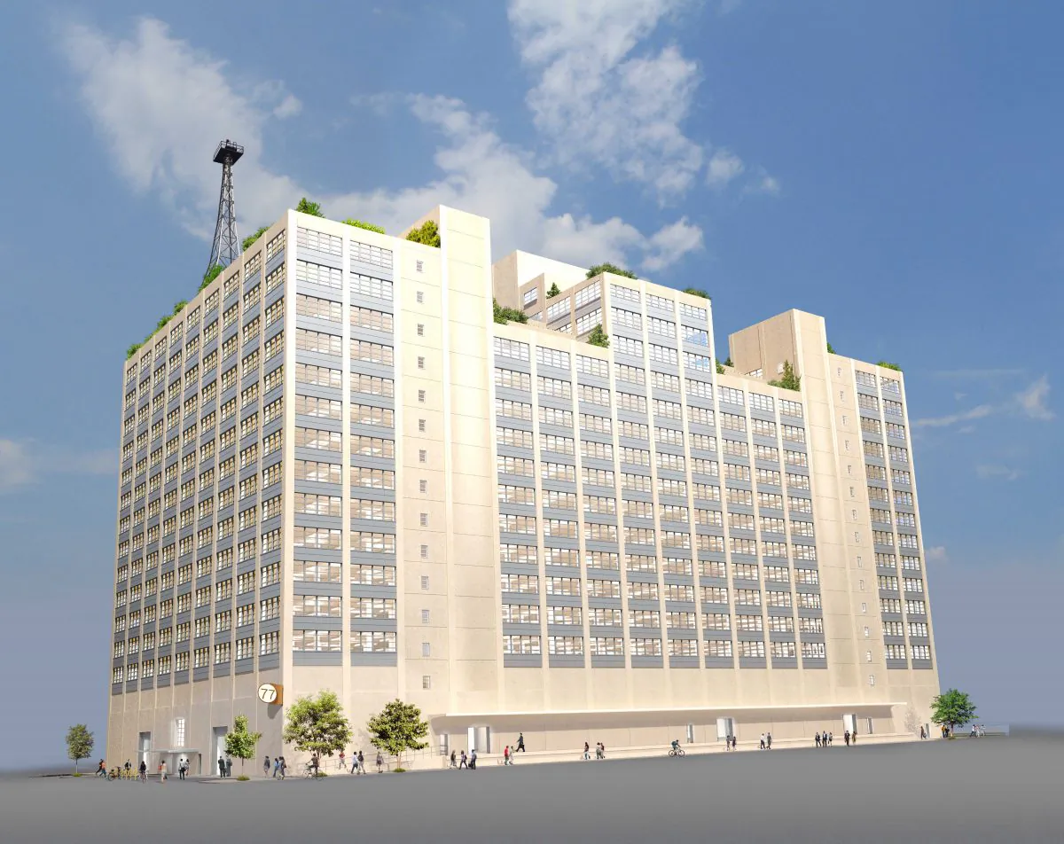 A rendering of Building 77 at Brooklyn Navy Yard. (Beyer Blinder Belle Architects and Planners LLP)