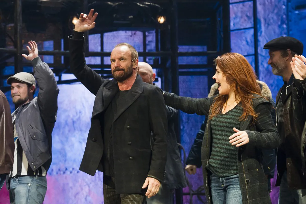 Sting appears at the curtain call following his debut performance in Broadway’s “The Last Ship,” in New York, on Dec. 9, 2014. Producers said that the show will close Jan. 24. (Charles Sykes/Invision/AP)