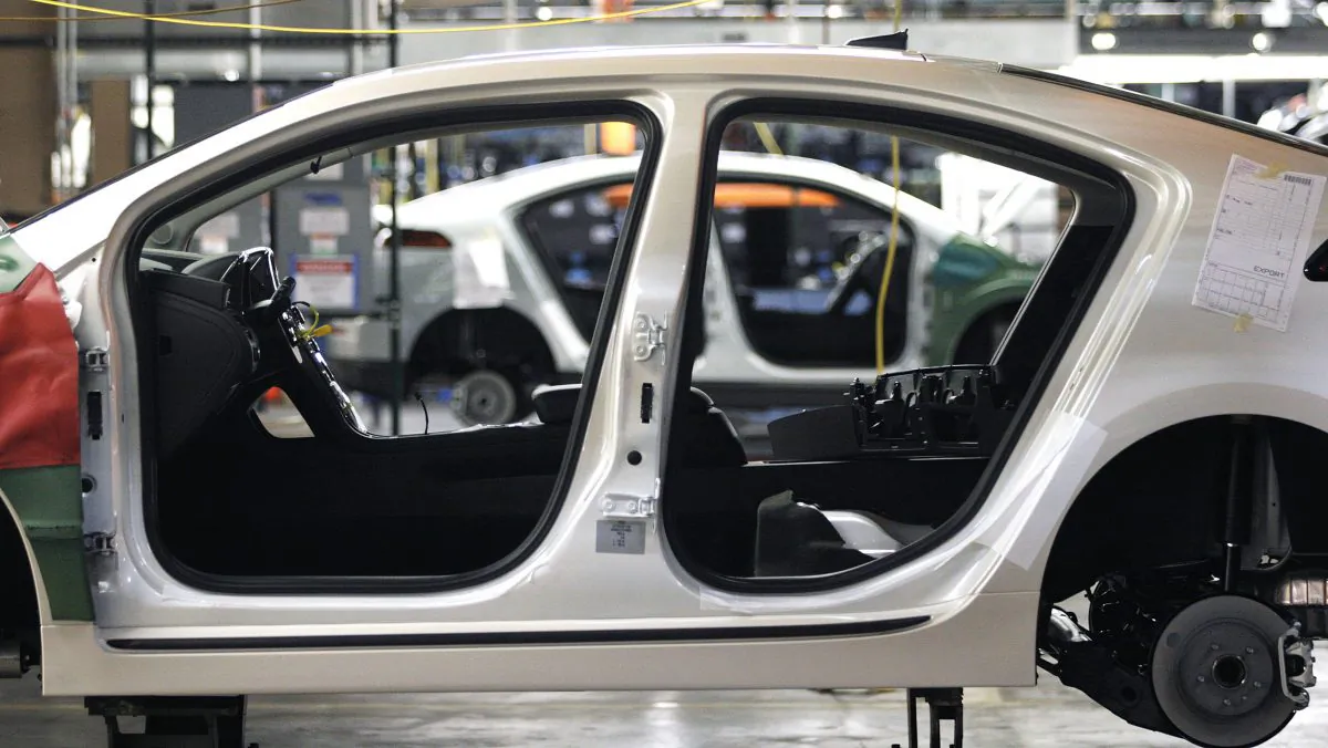 A current-generation Chevy Volt electric vehicle go through assembly at the General Motors Detroit Hamtramck Assembly Plant  in Hamtramck, Michigan. The company is set to reveal two new electric vehicles on Jan. 12, including a redesigned Volt. (Photo by Bill Pugliano/Getty Images)