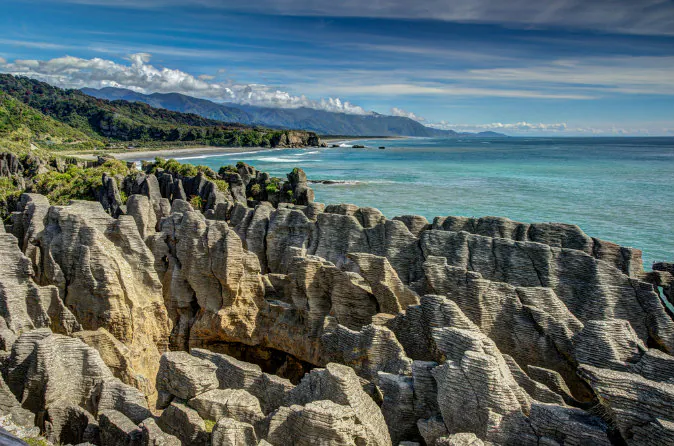 Pancake Rocks, Punakaiki, West Coast, New Zealand via Shutterstock*