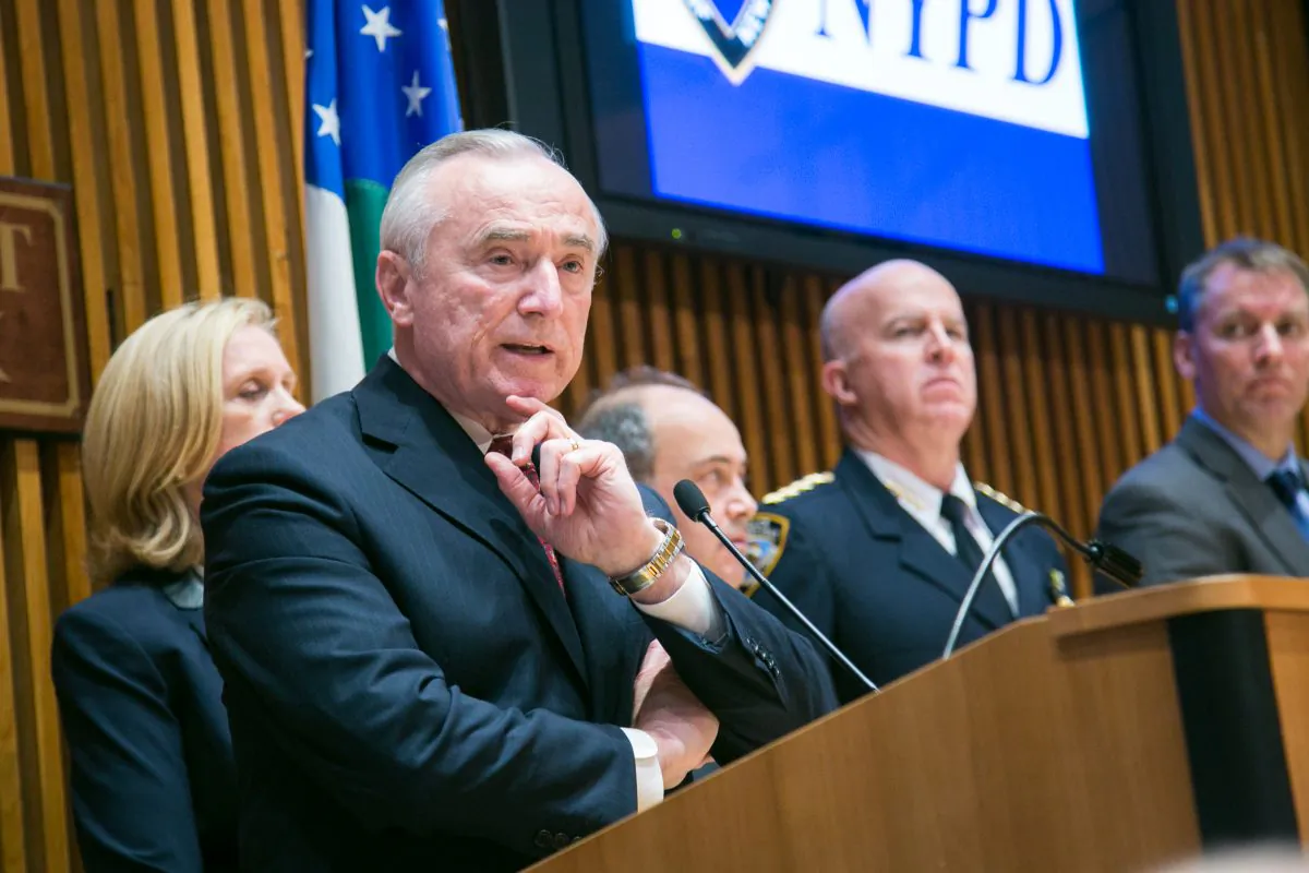 Police Commissioner Bill Bratton at a press conference at NYPD headquarters in Manhattan on Dec. 18, 2014. (Benjamin Chasteen/Epoch Times)