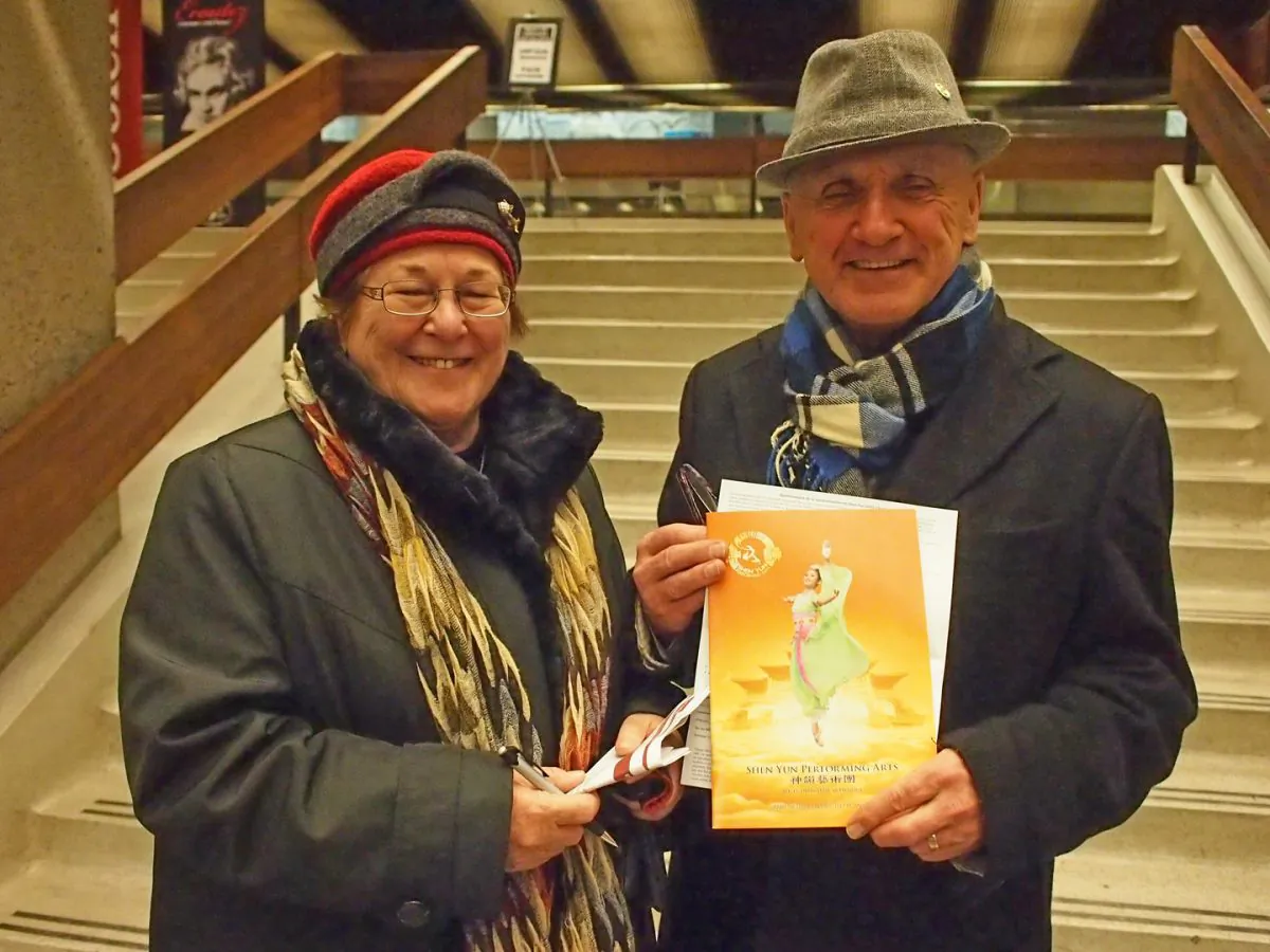 Former CBC Radio-Canada journalist Benoit Duguay and his wife, education professor Rose-Marie Duguay, drove eight hours from Moncton to Montreal to see Shen Yun Performing Arts at the Grand Théâtre de Québec in Quebec City on Jan. 13, 2015. (Nathalie Dieul/Epoch Times) 