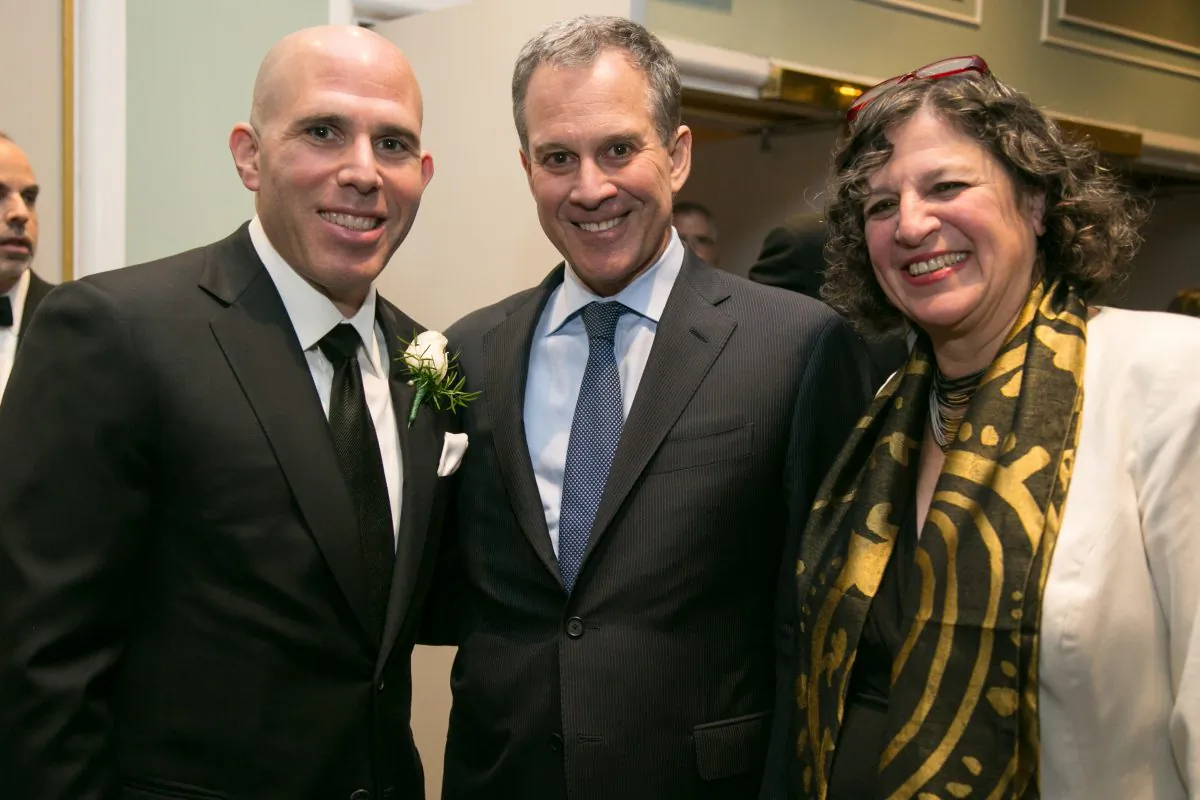 RXR Realty CEO and Vice-Chairman of The Port Authority of New York & New Jersey Scott Rechler, Attorney General of New York State Eric Schneiderman, and Wharton & Garrison LLP Partner Meredith Kane at the 119th Annual REBNY Banquet in New York on Jan. 15, 2015. (Benjamin Chasteen/Epoch Times)