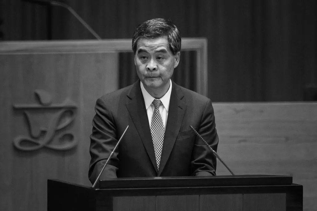 Hong Kong Chief Executive Leung Chun-ying delivers his annual policy address at the legislative council in Hong Kong on Jan. 14, 2015. (Philippe Lopez/AFP/Getty Images)