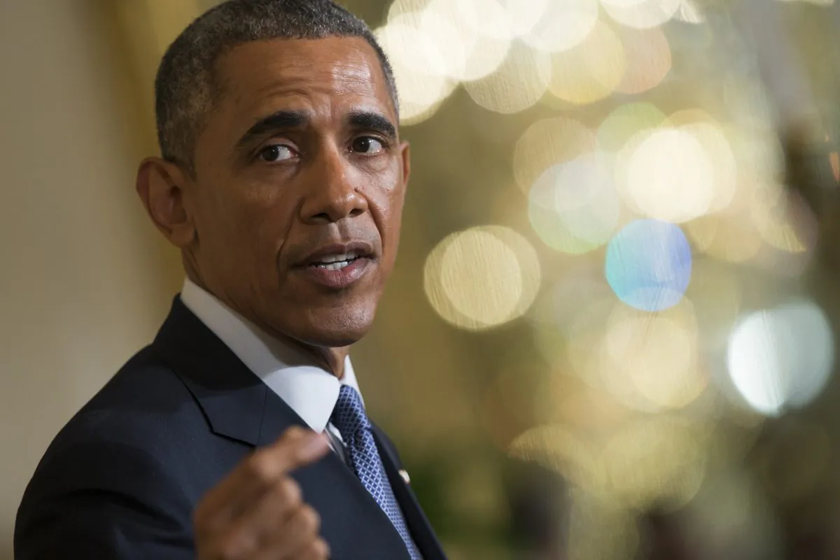 President Barack Obama speaks during a joint news conference with British Prime Minister David Cameron in the East Room of the White House in Washington, Friday, Jan. 16, 2015. (AP Photo/Evan Vucci)